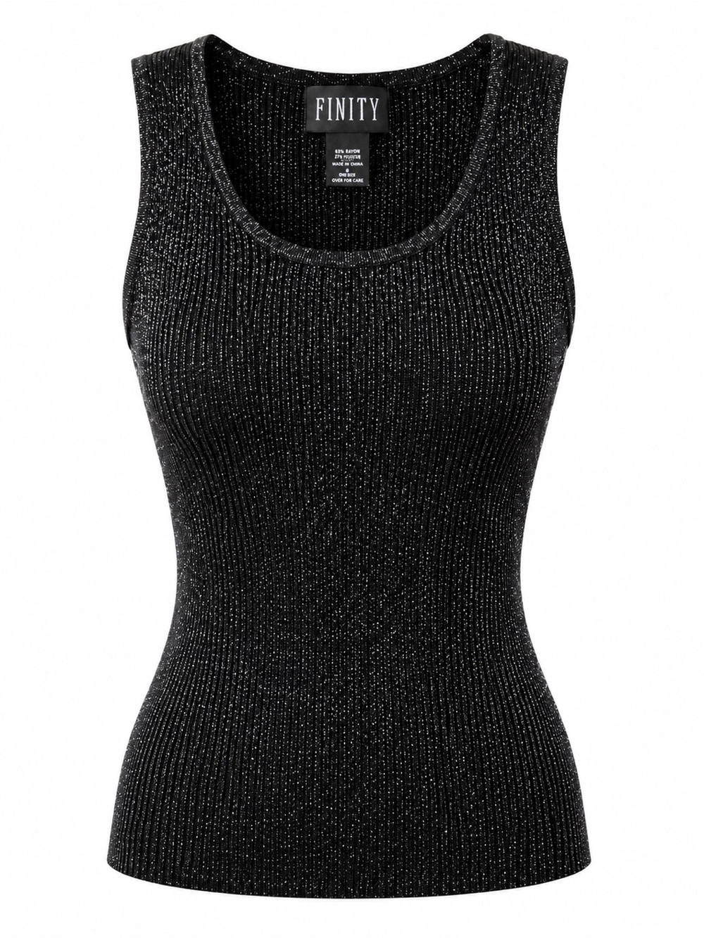 Vintage Finity Black Metallic Ribbed Tank